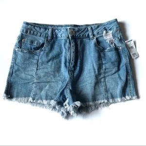 Sky and Sparrow Fringe Denim Shorts
